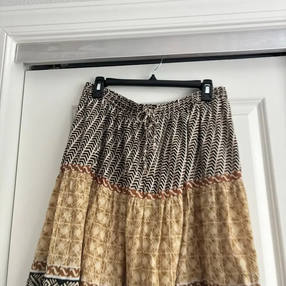 White Stag Boho Tiered Maxi Skirt Brown Festival Hippie Gypsy Cottagecore Size L - Picture 4 of 16